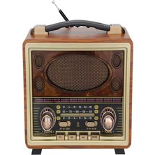 L'edoren M-2027BT Gerçek Ahşap Eskitme Kaplama Radyo Fm Am Sw USB Tf Aux Destekli Bluetooth Hoparlör