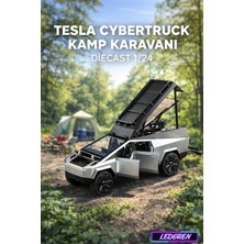 L'edoren Gümüş Renkli Tesla Cybertruck Pickup Karavan 1/24 Diecast Koleksiyon Maket Model Araba