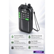 L'edoren C9 Bluetooth Şarjlı Radyo USB & Tf Kart Okuyucu Deprem Çantasına Uygun Fm Radyo