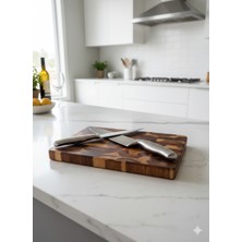 Limon Dekor Akasya End-Grain Profesyonel Kesme ve Sunum Tahtası - 20X30