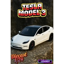 L'edoren Beyaz Renkli 1/24 Tesla Model 3 Diecast Koleksiyon Maket Model Araba Che Zhi