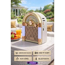 L'edoren M-68BT Retro Tasarım Bluetooth Radyo - Am/fm/sw 3 Bantlı, Şarj Edilebilir Usb/tf Kart/aux