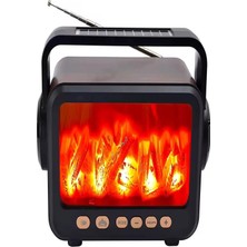 L'edoren Solar Panelli Şömine Nostaljik Görünümlü Bluetoothlu ve Fenerli Mp3 Çalar Radyo Müzik Kutusu