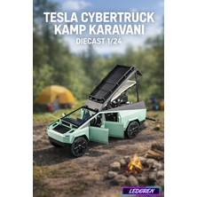 L'edoren Yeşil Renkli Tesla Cybertruck Pickup Karavan 1/24 Diecast Koleksiyon Maket Model Araba