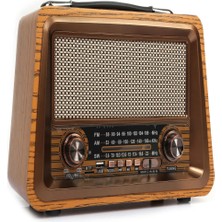 L'edoren R-2066BT Nostaljik Radyo Gerçek Ahşap Eskitme Bluetooth Hoparlör Mp3 Çalar Müzik Kutusu