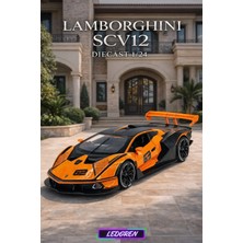 L'edoren Turuncu Renkli Lamborghini Essenza SCV12 1/24 Diecast Koleksiyon Maket Model Araba