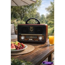 L'edoren M-111BT Açık Renk Nostaljik Radyo Ahşap Görünümlü Bluetooth Hoparlör Meier Fm Sd Kart USB Girişi