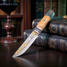 Böhler N690 Çelik Pukko Gravürlü ve Altın Detaylı Özel Tasarım Bıçak