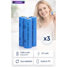 L'edoren 1300 Mah 3.7 V Şarj Edilebilir Aa Kalem Pil Lc 14500 Şarj Edilebilen Kalem Pil 3'lü