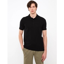Trender Düz Pike Polo Yaka Erkek T-Shirt 2127 Siyah