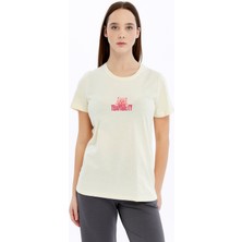 Trender Baskı Kadın T-Shirt Ayıcık Bej