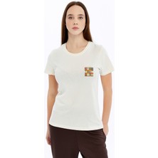 Trender Desen Kadın T-Shirt Etnik Bej