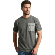 Trender Modelli Cepli O Yaka Erkek T-Shirt 2351-1 Açık Haki