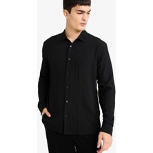 Defacto Erkek  Uzun Kol Gömlek D7246AX/BK27 Black