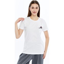 Trender Baskı Kadın T-Shirt Bloom Beyaz