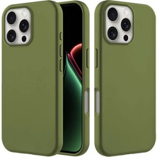 Apple iPhone 15 Pro Uyumlu Kılıf Zebana Içi Kadife Silinebilir Lansman Kılıf Koyu Yeşil