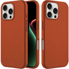 Apple iPhone 15 Pro Uyumlu Kılıf Zebana Içi Kadife Silinebilir Lansman Kılıf Kahverengi