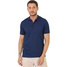 Trender Düz Pike Polo Yaka Likralı Erkek T-Shirt 2061 Lacivert