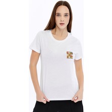 Trender Desen Kadın T-Shirt Etnik Beyaz