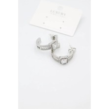 Aesco Baget Taşlı Küpe - Gümüş