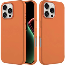 Apple iPhone 15 Pro Uyumlu Kılıf Zebana Içi Kadife Silinebilir Lansman Kılıf Turuncu