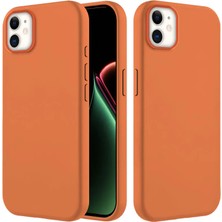 Apple iPhone 12 Uyumlu Kılıf Zebana Içi Kadife Silinebilir Lansman Kılıf Turuncu