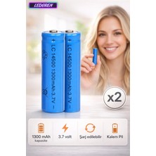 L'edoren 1300 Mah 3.7 V Şarj Edilebilir Aa Kalem Pil Lc 14500 Şarj Edilebilen Kalem Pil 2'li