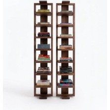 Evdekka Ham Ahşap Masif Kitaplık - 160 cm Boy - Modern Iskandinav Tasarım Raflı Dekoratif Kitaplık