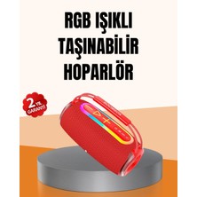 Aesco Mey Ithalat® Ipx6 Su Geçirmez Rgb LED Işıklı Taşınabilir Bluetooth Hoparlör 2400 Mah