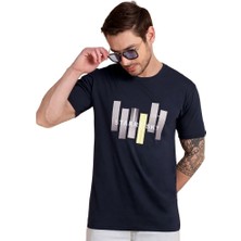 Trender Sky O Yaka Baskılı Erkek T-Shirt Star Lacivert