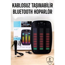 Aesco Mey Ithalat® Kablosuz Bluetooth Hoparlör Taşınabilir 6.5 Inç LED Işık Kareoke