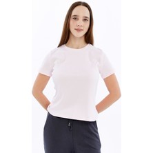 Trender Kurdele Baskı Kadın T-Shirt 6719 Pembe