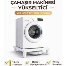 İmt Aksesuar Çamaşır Makinesi Yükseltici Platform 60X60X12 cm Yükseklik – Robot Süpürge Uyumlu, Titreşim Azaltıcı, Kaymaz Ayaklı Sağlam Stand