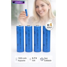 L'edoren 1300 Mah 3.7 V Şarj Edilebilir Aa Kalem Pil Lc 14500 Şarj Edilebilen Kalem Pil 4'lü