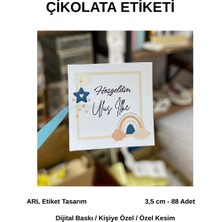 ARL Etiket Tasarım Yenidoğan Gökkuşaklı Çikolata Etiketi 3,5x3,5 cm 88 Adet - Vinyet Baskı