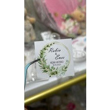 ARL Etiket Tasarım Söz, Kına, Nişan, Düğün Yeşil Yapraklı Çikolata Etiketi 3,5 cm 88 Adet - Vinyet Baskı