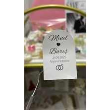 ARL Etiket Tasarım Söz, Kına, Nişan, Düğün Pencere Kesim Pleksi, Epoksi Etiketi 4x6 cm 42 Adet - Vinyet Baskı