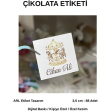 ARL Etiket Tasarım Yenidoğan Atlı Karınca Çikolata Etiketi 3,5x3,5 cm 88 Adet -Vinyet Baskı