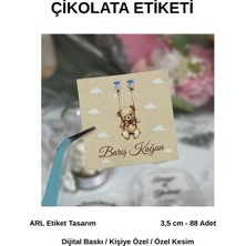 ARL Etiket Tasarım Yenidoğan Ayıcıklı Çikolata Etiketi 3,5x3,5 cm 88 Adet - Vinyet Baskı