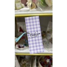 ARL Etiket Tasarım Isme Özel Tam Kapama Mor Kot Desen Çikolata Etiketi 3,5x9 cm 64 Adet - Vinyet Baskı
