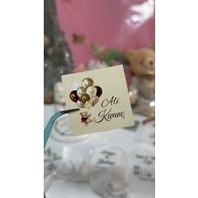 ARL Etiket Tasarım Yenidoğan Ayıcıklı Balonlu Çikolata Etiketi 3,5x3,5 cm 88 Adet - Vinyet Baskı