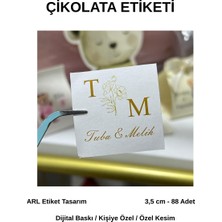ARL Etiket Tasarım Söz, Kına, Nişan, Düğün Gold Renk Çiçekli Çikolata Etiketi 3,5 cm 88 Adet - Vinyet Baskı