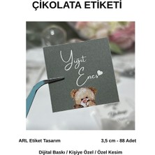 ARL Etiket Tasarım Yenidoğan Ayıcıklı Çikolata Etiketi 3,5x3,5 cm 88 Adet - Vinyet Baskı