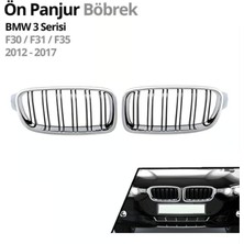 Bmw 3 Serisi F30 (2012-2018) Krom Çift Çıta Panjur Böbrek Seti Pianoblack