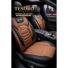 Trobus Renault Megane 1 Coupe 1998-2003 - Tesoro Serisi Keten Koltuk Kılıfı (Ön+Arka) - Taba