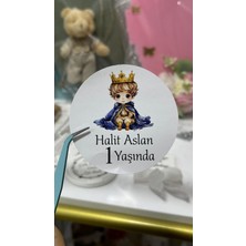 ARL Etiket Tasarım Isme Özel Prensli Yuvarlak Yapışkanlı Etiket 4x4 cm 70 Adet - Vinyet Baskı