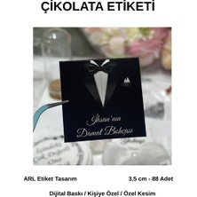 ARL Etiket Tasarım Damat Bohçası Siyah Çikolata Etiketi 3,5 cm 88 Adet - Vinyet Baskı