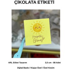 ARL Etiket Tasarım Isme Özel Güneş Figürlü Çikolata Etiketi 3,5x3,5 cm 88 Adet -Vinyet Baskı