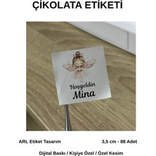 ARL Etiket Tasarım Yenidoğan Peri Kız Çikolata Etiketi 3,5x3,5 cm 88 Adet -Vinyet Baskı
