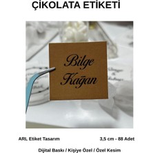 ARL Etiket Tasarım Yenidoğan Kahverenk Zeminli Çikolata Etiketi 3,5x3,5 cm 88 Adet - Vinyet Baskı